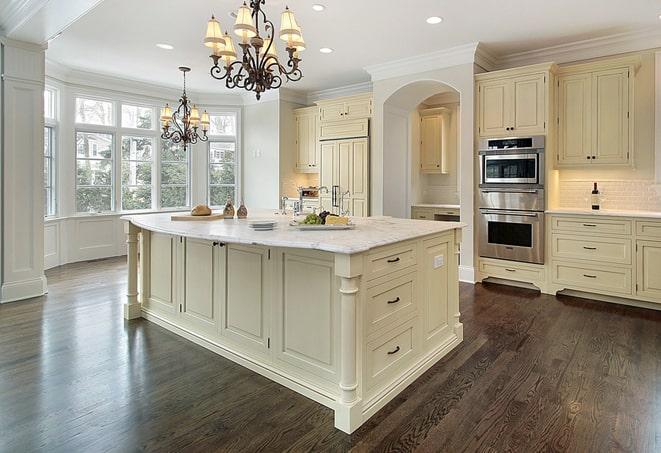 close-up of textured laminate flooring in a kitchen in Mansfield